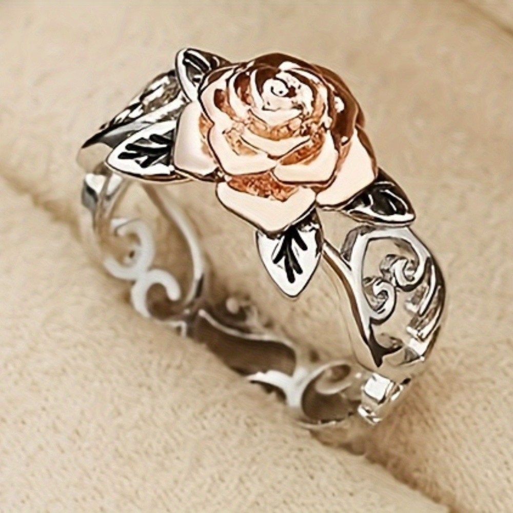 

1 Unique Hollow Carved Exquisite Flower Women Anniversary Commemorative Ringdaily Casual Wear Paired Accessories As A Gift (no Box)