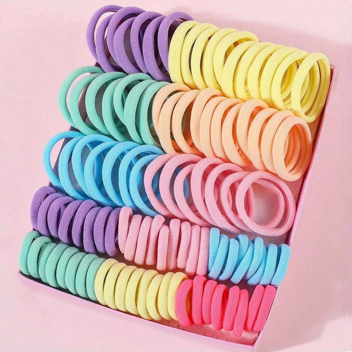 

150/300pcs Fabric Hair Ties For Girls - Minimalist Solid Color Nylon Hair Bands, Ponytail Holders, Children's Hair Accessories Set For Teens 14+, Hair Ropes In Bulk