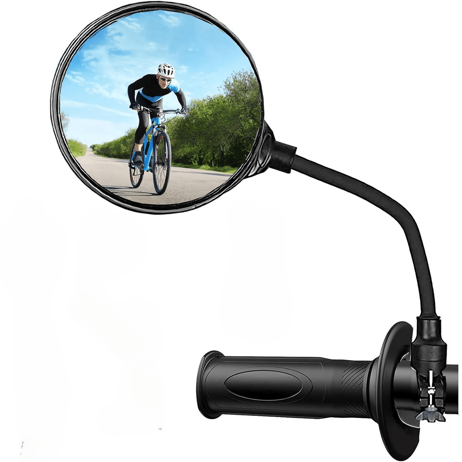 

1pcs Bike Mirror With Convex Lens For Safety, Abs Round Bicycle Side Mirror With Flexible Adjustment, Suitable For Electric & Mountain Bikes - Cycling Accessories