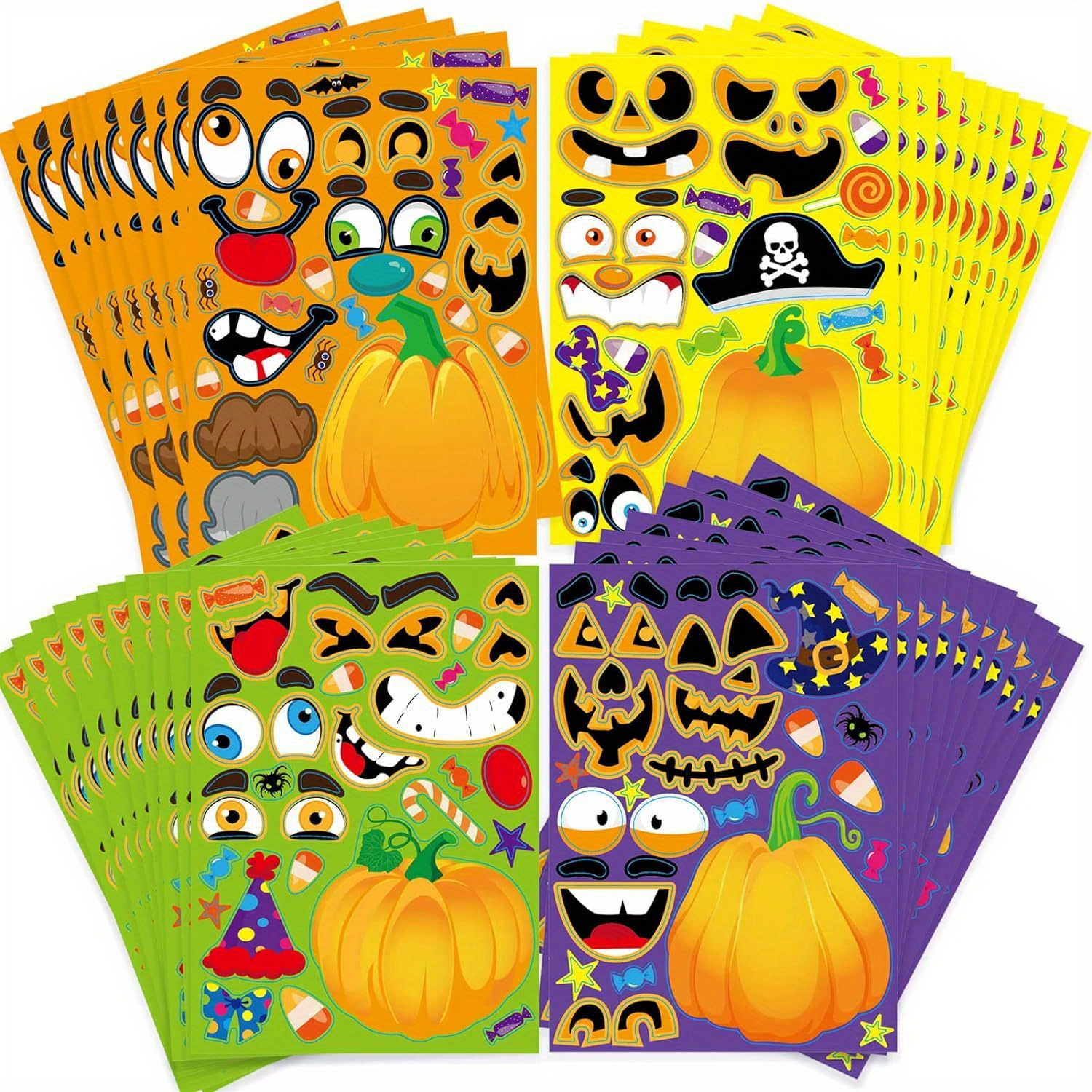 

40 Sheets Stickers Diy Make A Pumpkin Face Sticker For Party Favors Game Stickers