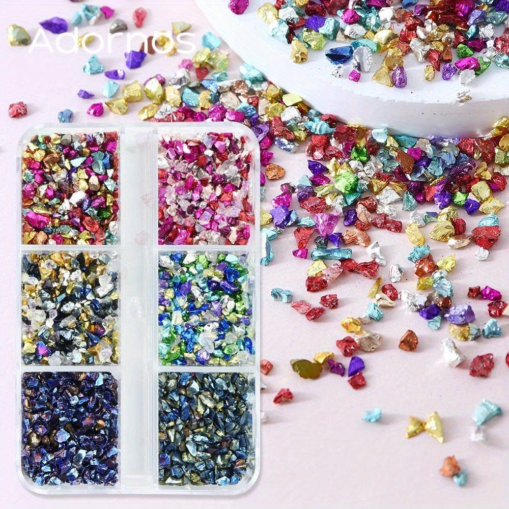 

Metallic Irregular Glass Chips, 6-grid Crackle Stone Epoxy Resin Crafts, Making & Decorative Fillers