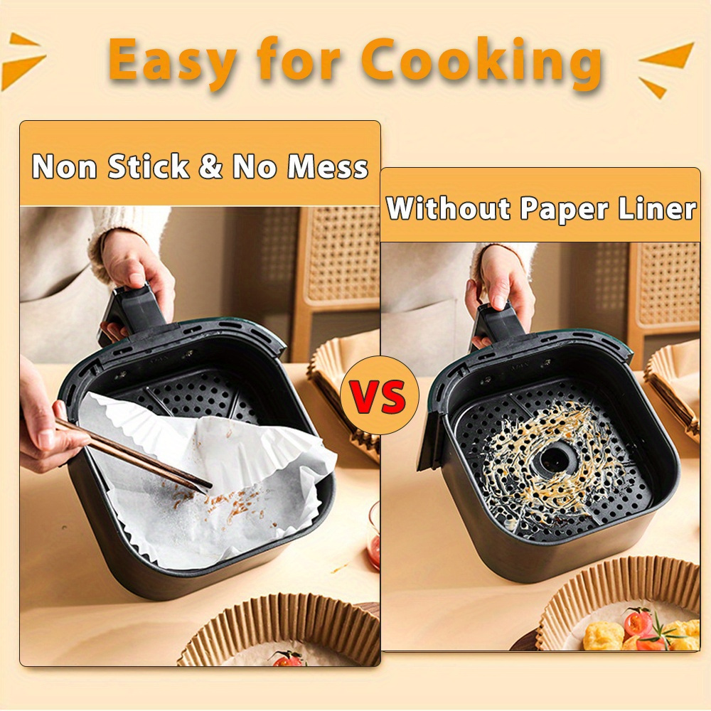 50pcs non stick air fryer liners square paper baking cups disposable cooking muffin cups for baking roasting microwave easy   for home commercial use details 0