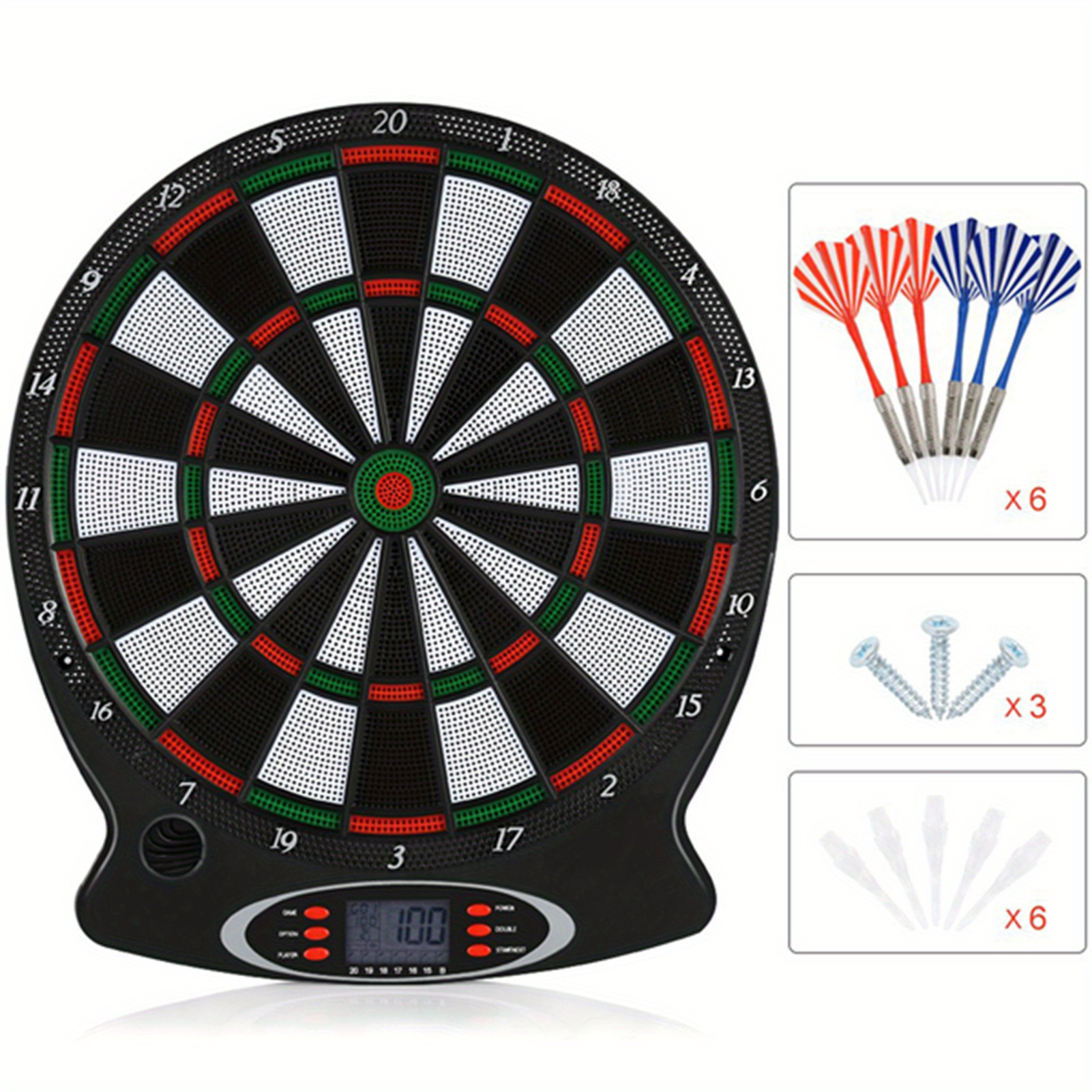 

1pc Hanging Dartboard Lcd Scoring Indicator Dart Game With 6pcs Darts, 15 Inch Dart Target Board