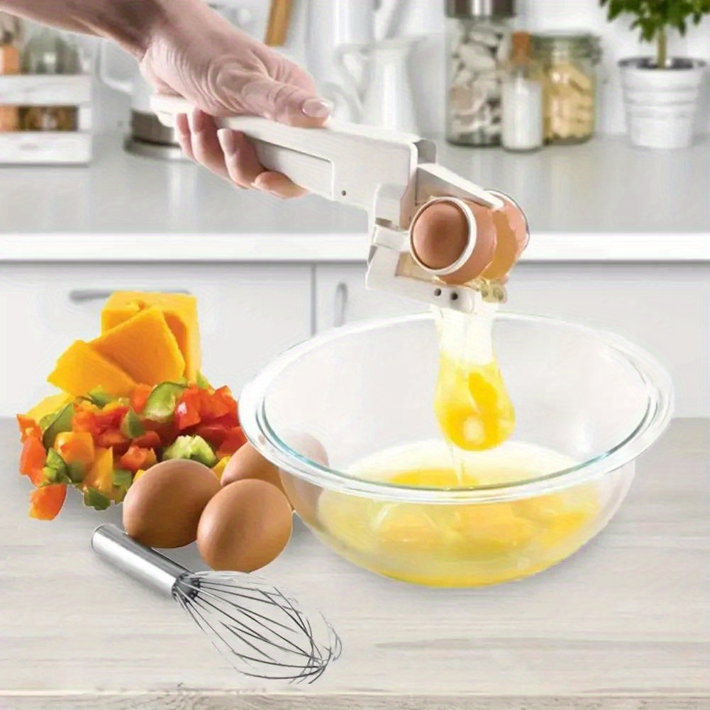1pc Manual Egg Breaker & Shell Separator - Heavy-Duty Stainless Steel Handheld Cracker with Ergonomic Handle, Portable Kitchen Tool for Raw Eggs, Egg Cracker, Egg Separator