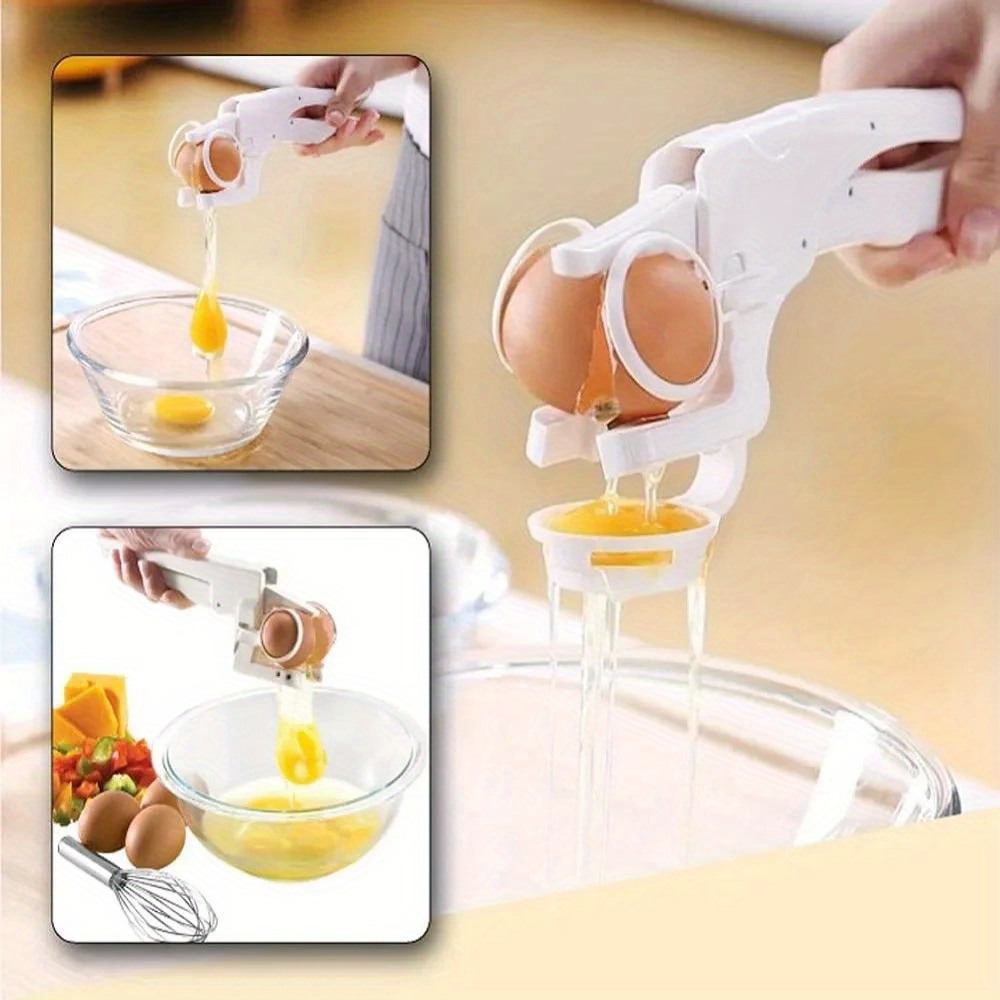 1pc Manual Egg Breaker & Shell Separator - Heavy-Duty Stainless Steel Handheld Cracker with Ergonomic Handle, Portable Kitchen Tool for Raw Eggs, Egg Cracker, Egg Separator