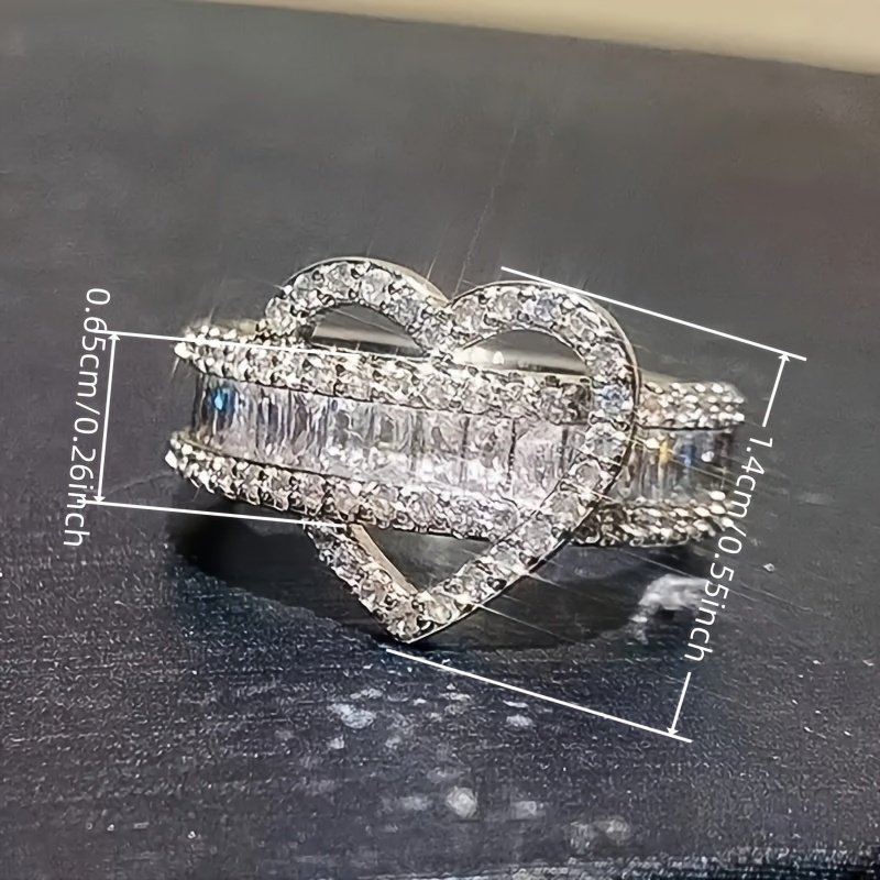 Women's Heart Anniversary Ring CZ & Copper Plating April Birthstone Gift