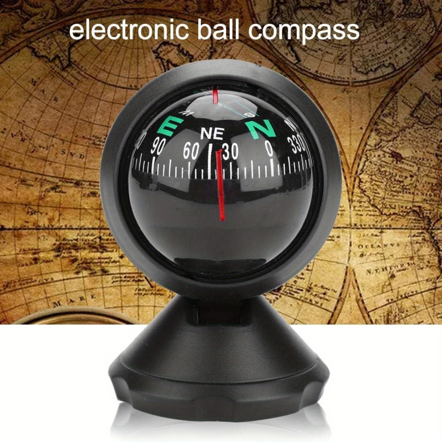 

Car Compass, Night Compass, Guidance For Boat Vehicle Pivoting Compass, Black