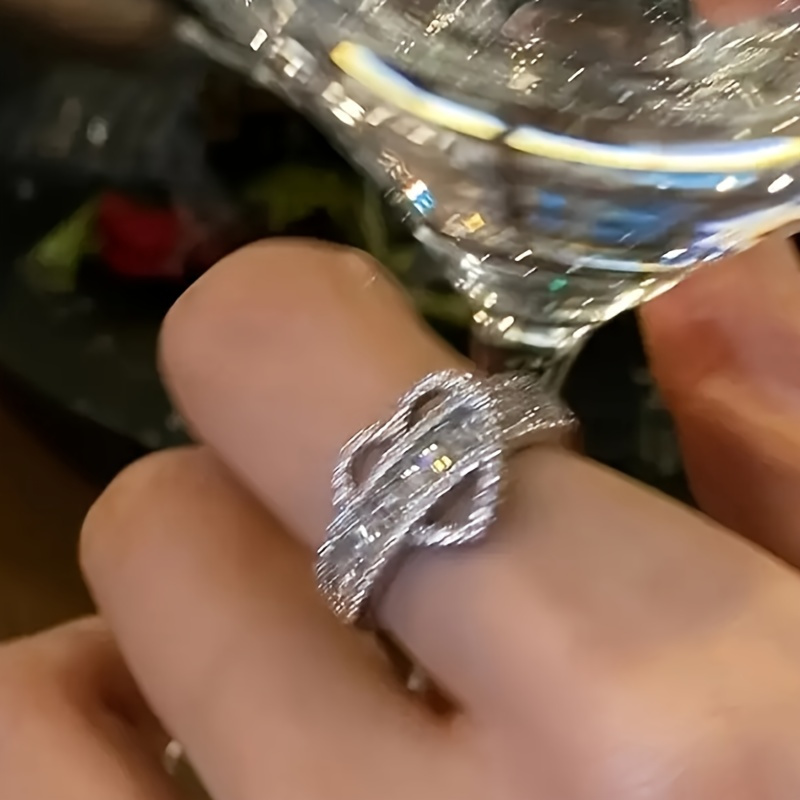 Women's Heart Anniversary Ring CZ & Copper Plating April Birthstone Gift