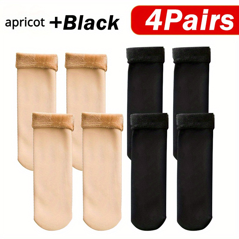 TEMU 4 Pairs Of Snow Socks, Plush Lining, Thick Warm Floor Socks, Cold Winter Socks