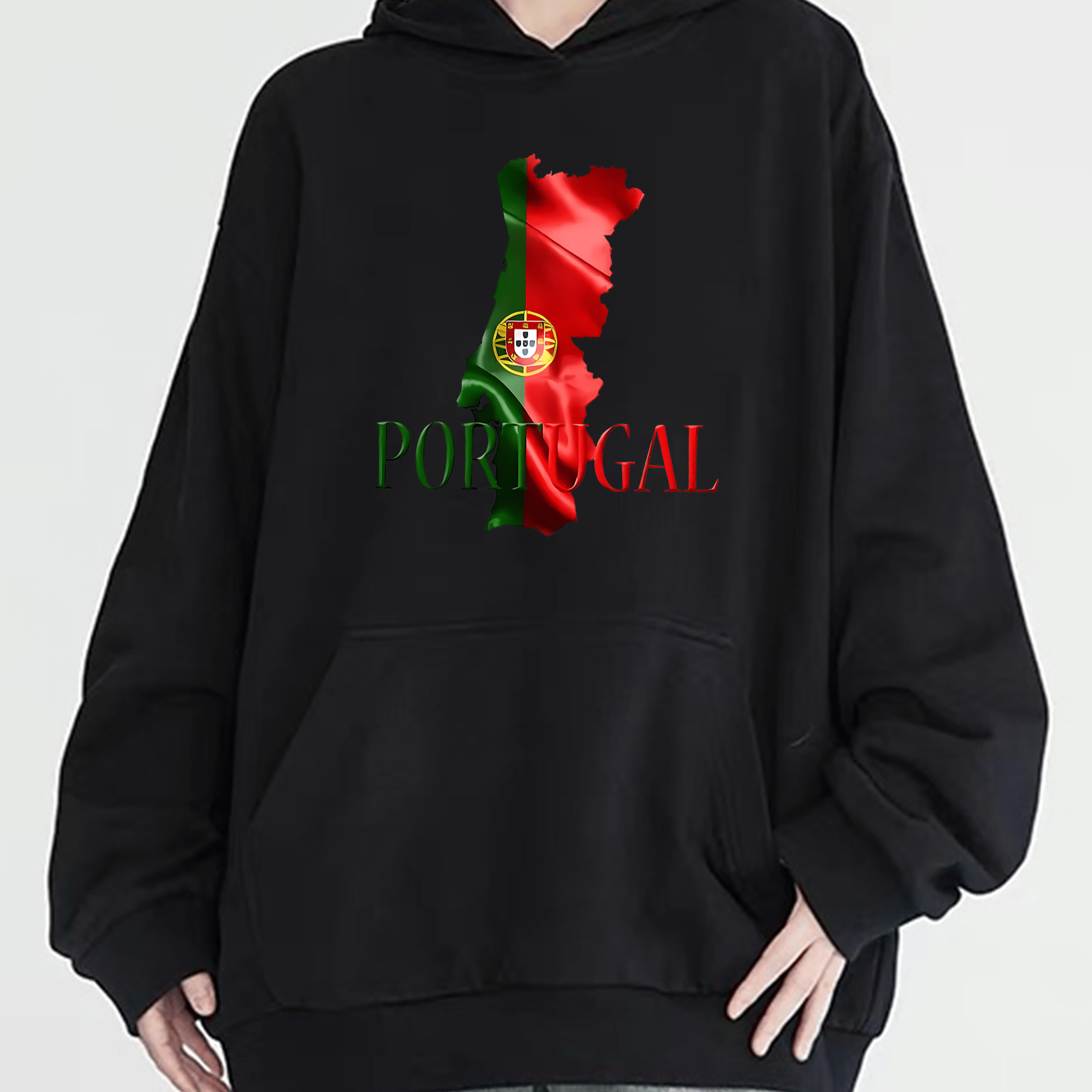 

Hoodie Décontracté pour Femme avec Imprimé Portugais - Manches Longues, Col Rond avec Poches, Pull en Polyester Confortable pour & l'Hiver