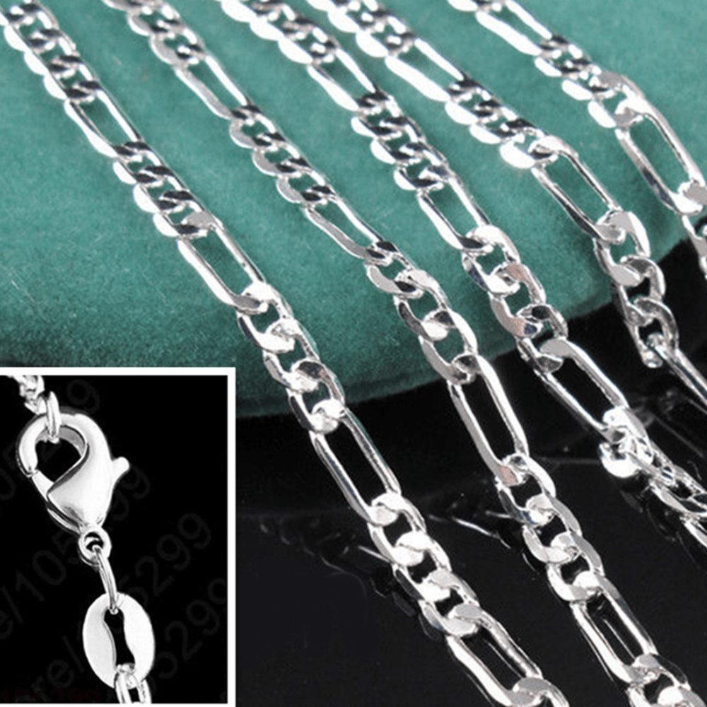 

1pc Collier Long Plaqué Argent de 2.5mm de 16in-30in pour Hommes et Femmes Chaîne Large Fijaro