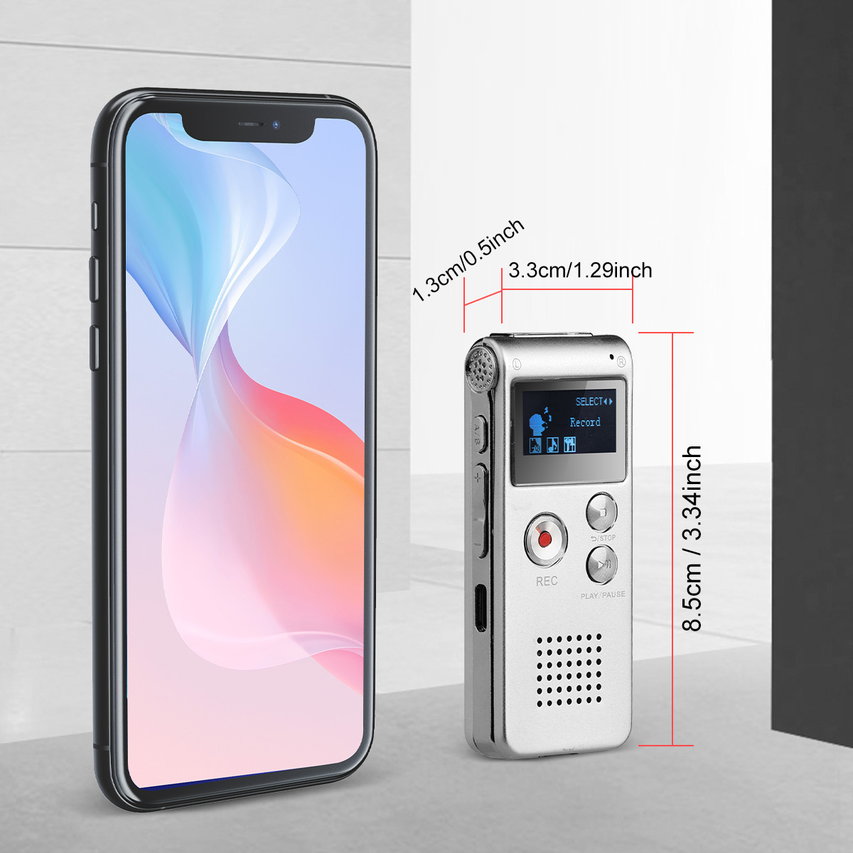1pc 8gb   with mp3 player rechargeable lithium polymer battery 6 recording   voice activated var up to 650 hours audio recording capacity voice recording device Product details 0
