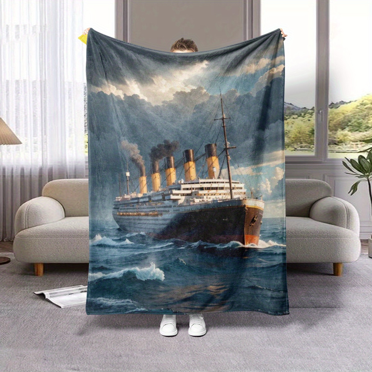 

Titanic-inspired Soft Flannel Throw Blanket - For Couch, Office, Bed, Camping & Travel | Cozy Nap Blanket With Creative Patterns | Perfect Gift Idea