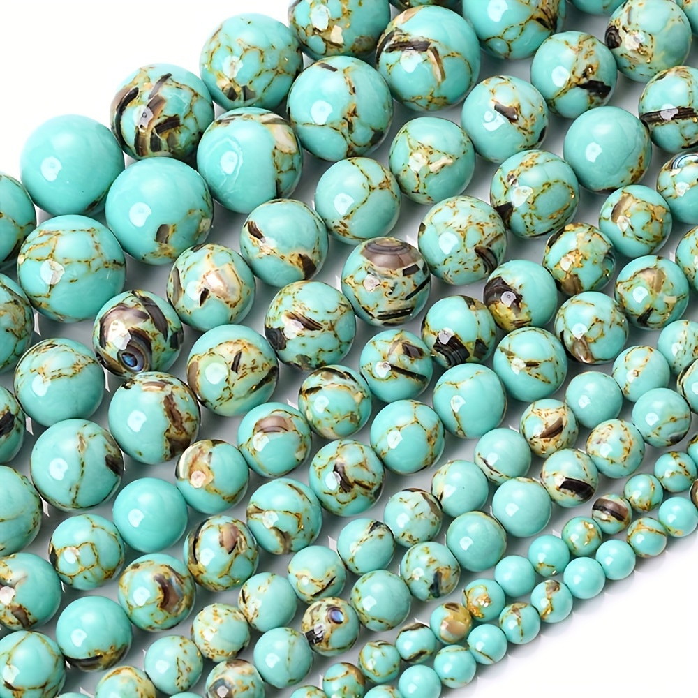 

4-12mm Shell Turquoise Stone Round Loose Spacer Beads For Diy Bracelets Necklace Handmade Crafts Jewelry Making Supplies