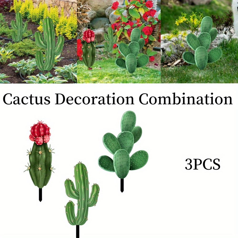 

3pcs Decorations, Acrylic Material, Garden Decoration Set, Acrylic Cactus, Double-sided Printing, Bright Colors, Bring A Different Scenery To Your Garden, Suitable For Gardens, Courtyards, Farms, Etc