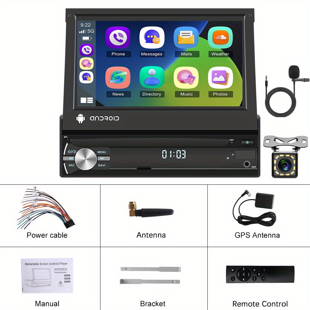 Nhopeew 2gb+64gb For 13 Car Radio Car Stereo, 7 Inch Touch Screen Player With Wireless Carplayer And Wireless For Andriod Auto With Wifi Gps Fm/ Rds Radio With 12led Camera& Mic(optional)