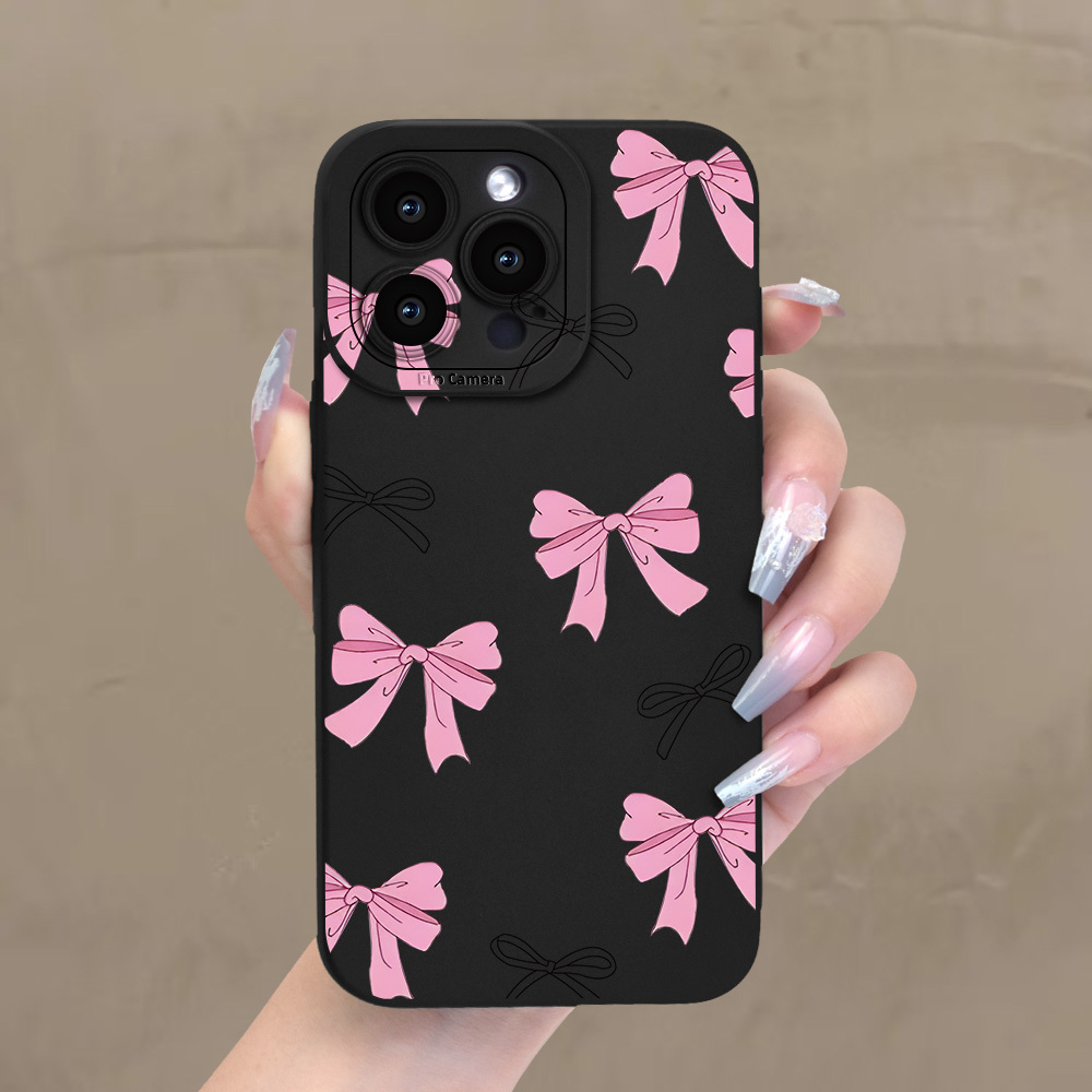 

New Bow Sweet Pattern Shockproof Phone Texture Phone , And All Phone For Iphone 15 14 11 Xr Xs 7 Max