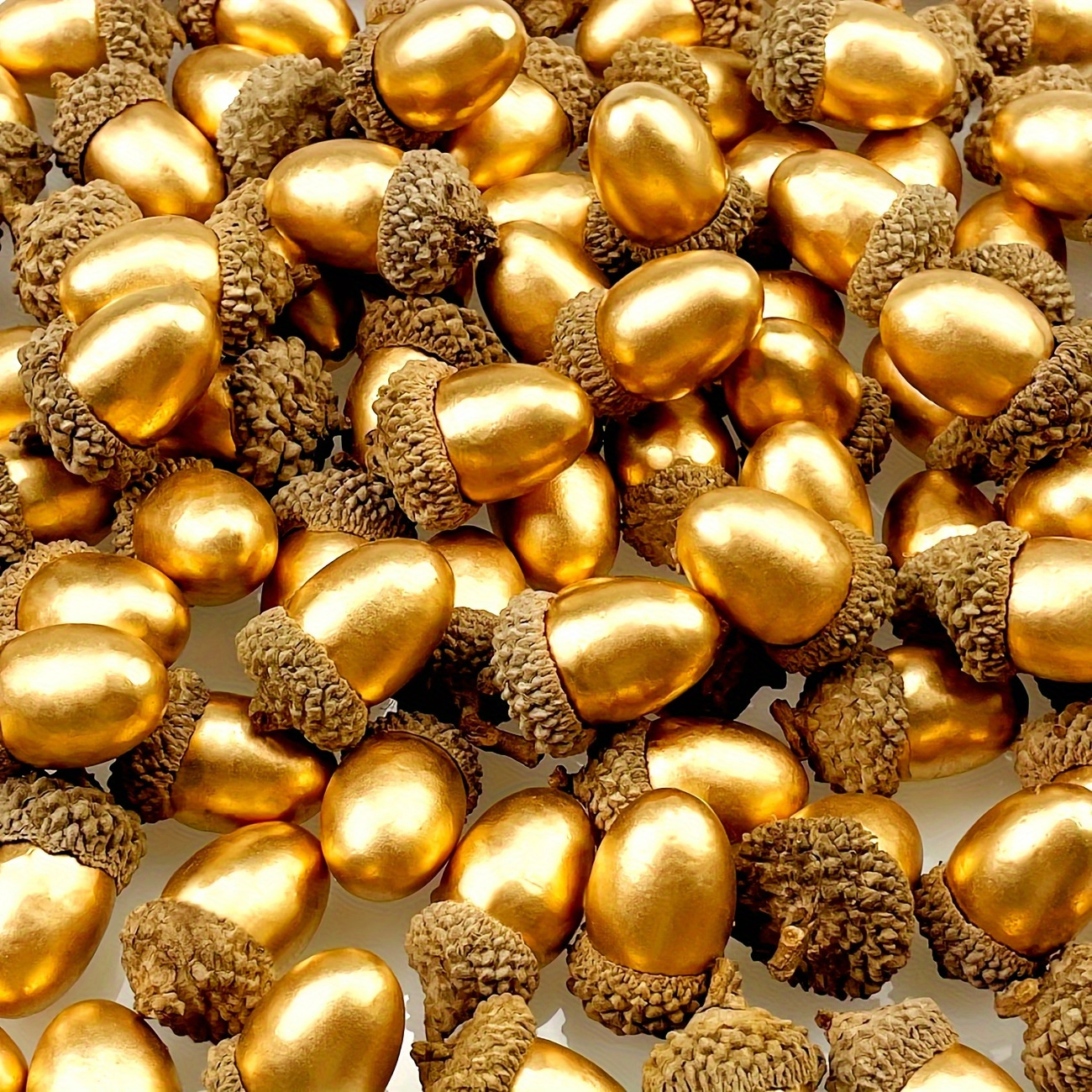 

20 Pcs Artificial Golden With Natural Caps - Perfect For Home, Kitchen, Christmas, Fall Decor, Table Scatter, And Crafting