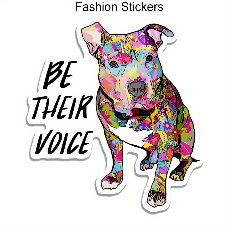 

Vinyl Pitbull Sticker With "be Their Voice" Message - Matte Finish Irregular Shape Decal For Laptop, Phone, Wall - Self-adhesive, Single Use Plastic Surface Sticker For Animal Rights