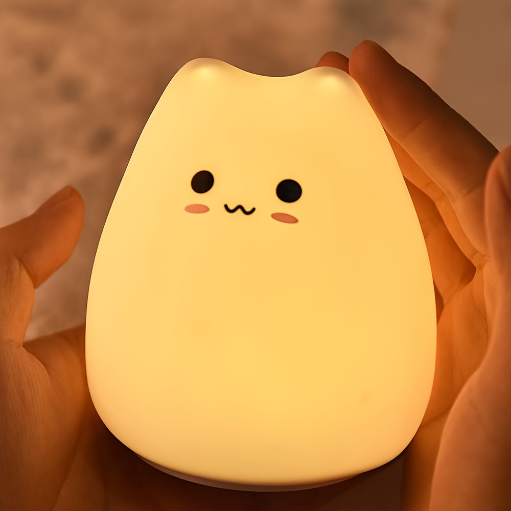 adorable led cat night light color changing battery powered perfect for bedroom ambiance nursery decor