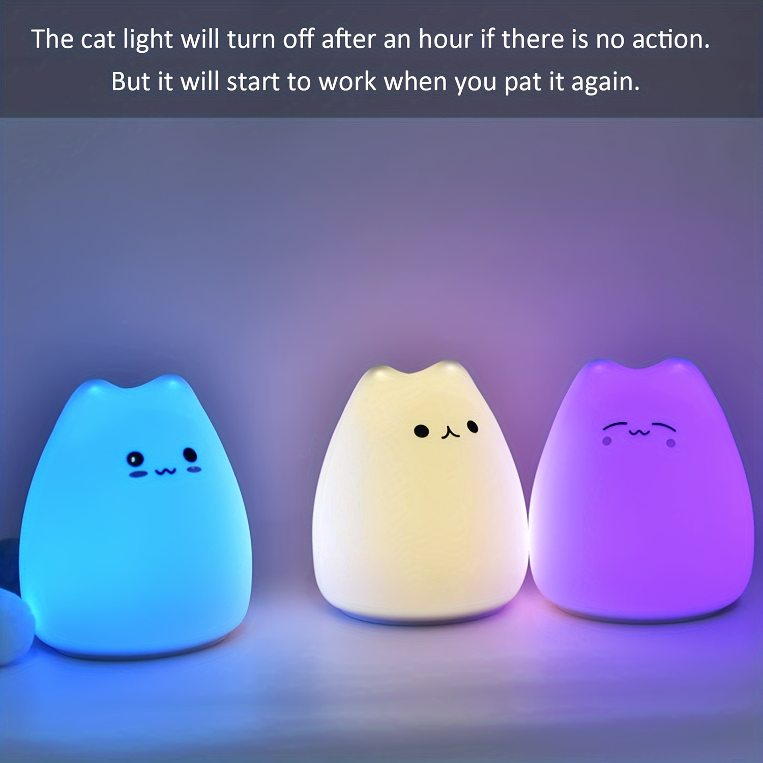 adorable led cat night light color changing battery powered perfect for bedroom ambiance nursery decor