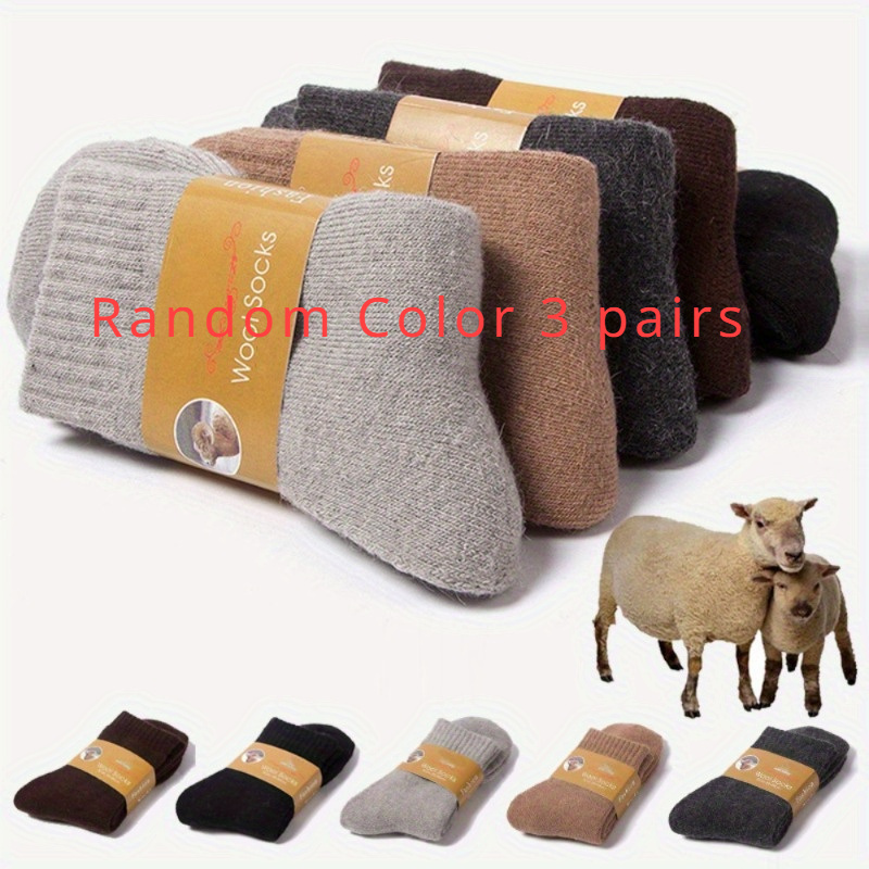 Image of 3 Pairs Of Random Color Extra Thick Velvet Socks, Elderly Socks, Men's And Women' Thick Warm Socks, Fleece-lined And Thickened Velvet Socks