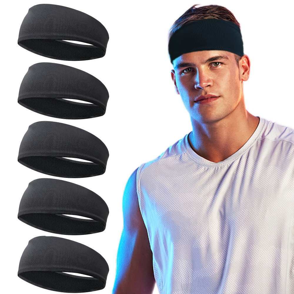 

5pcs Men's Sports Headband, Breathable Mesh Design, Reusable And Washable Men's Headband Sweatband, Used For Running, Yoga, Fitness Exercise, Ideal Choice As A Gift