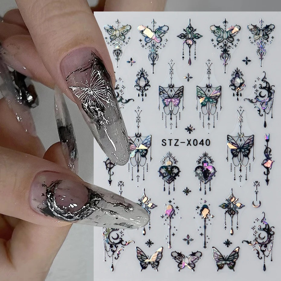 

6 Sheet Gothic Nail Art Stickers, Self Adhesive Nail Art Decals With And Designs, Nail Art Supplies For Women And Girls