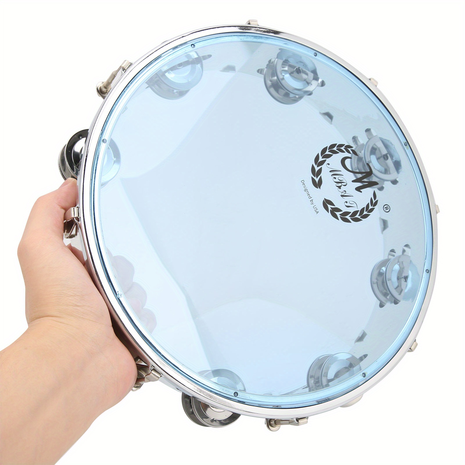 

Handheld Tambourine Musical Instrument, Tambourine Adjustable Double Row 10in Percussion Jingles Instrument For Party