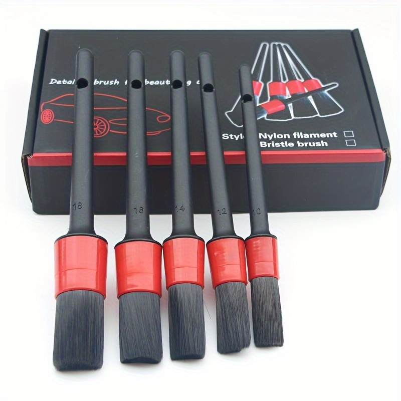 

5pcs 5pcs Car Detailing Brush Set For Interior Cleaning - Soft Brushes For Automotive Air Conditioner, Dashboard, And More