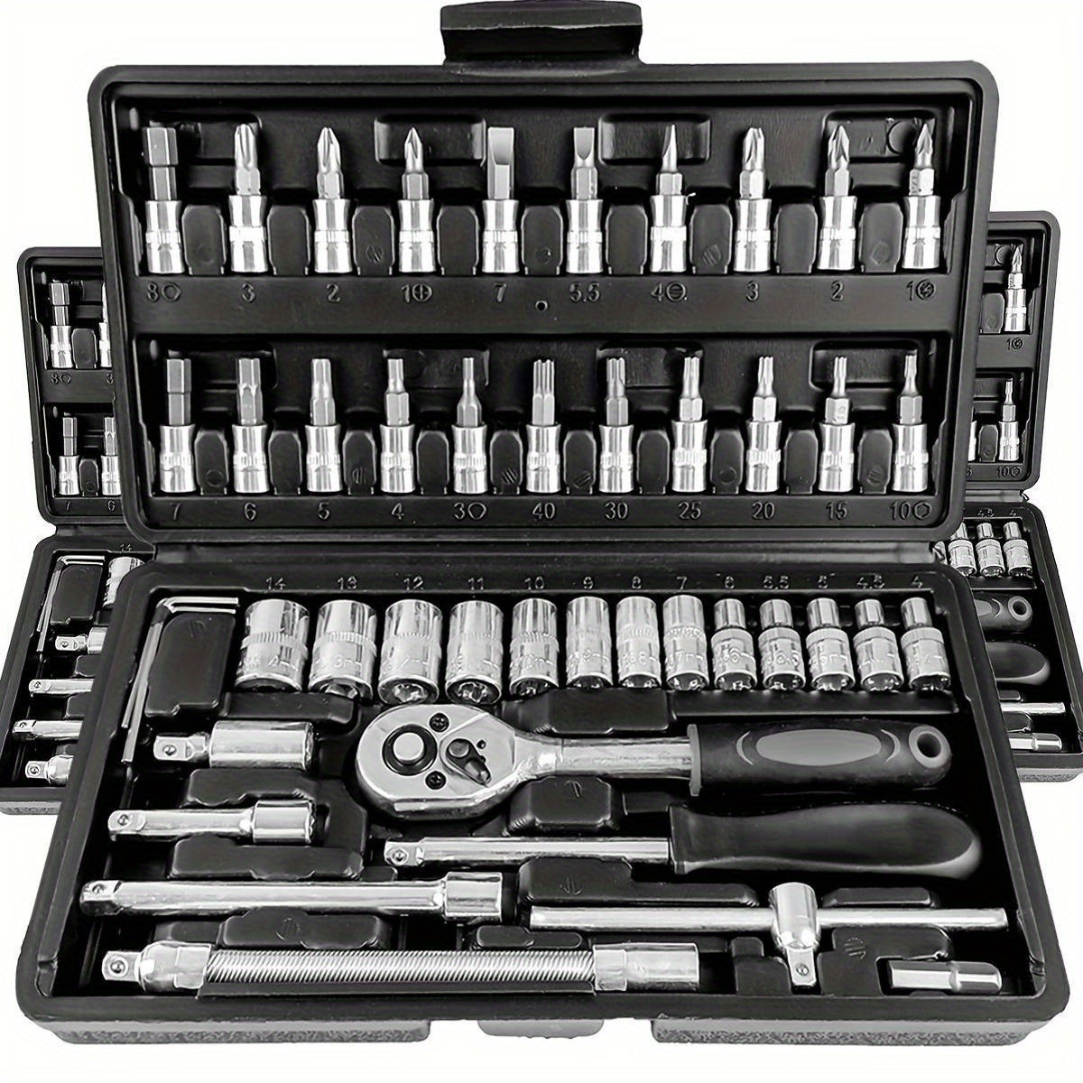 

46pcs Ultimate Automotive Mechanical Tool Kit - High-quality Ratchet Wrench And Assorted Screwdriver Set - , All-in-one Solution For Car, Bike, And Motorcycle Maintenance