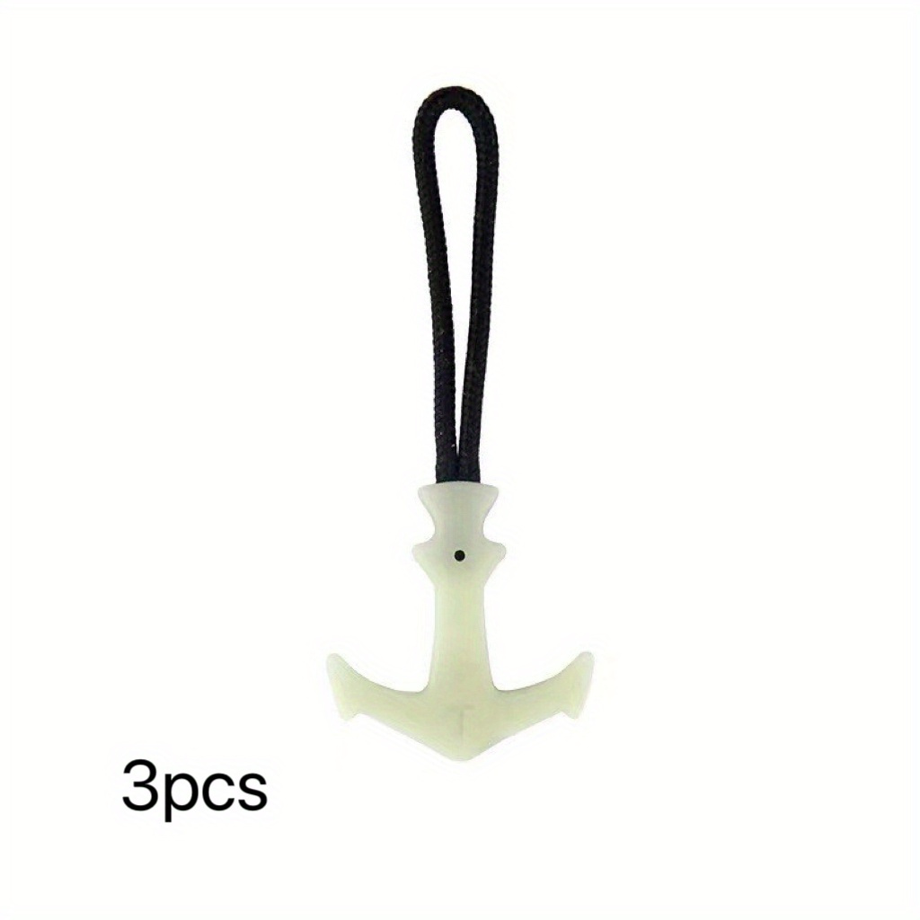 Luminous Pirate Anchor Keychain - Sporty Silicone Zipper Tail Rope Pendant For Men, Night Survival Tool