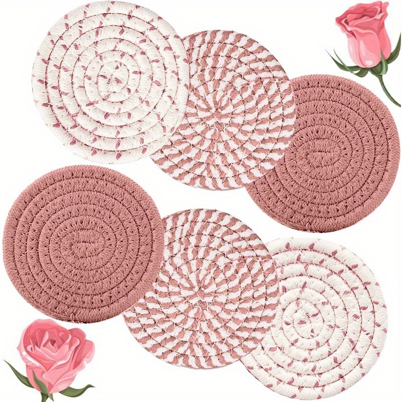 

2pcs Polyester Coaster Set - Absorbent And Drink Coaster With Non-woven Backing For Home, Bar And Coffee Table Decor