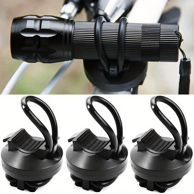 

360° Rotating Bike Light Mount - Silicone Flashlight Holder For Mountain Bikes, Black, Front Flash, Bike Accessories