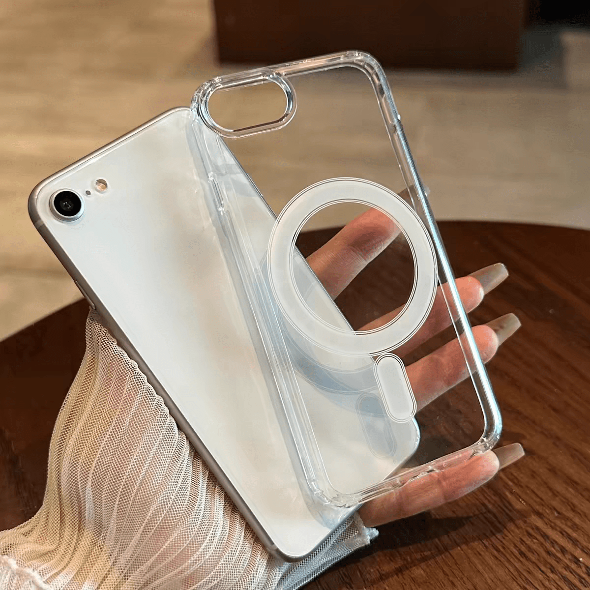 Image of Phone Case: Transparent Wireless Charge Magnetic Case For Iphone 8 7 Se 2020 Se 2022 Acrylic Cover
