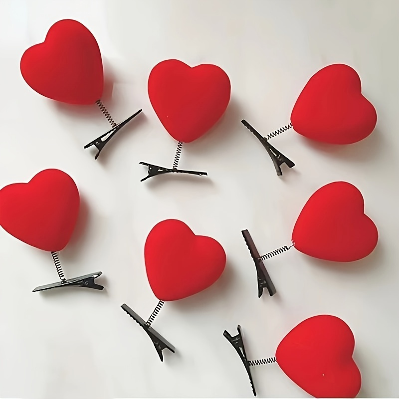 

Valentine's Day 6-pack Heart-shaped Spring Hair Clips, Cute Fashion Accessories For Over 15 Years, Best Gift Choice - Plastic Material