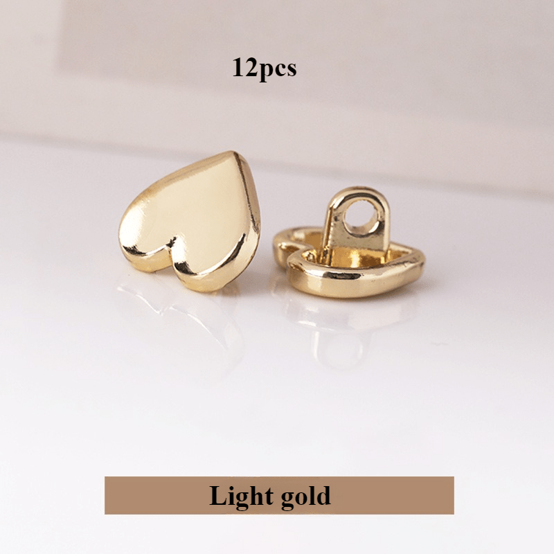 12pcs Heart Shirt Button Metal Button Shirt Button Sweater Knit Button Clothes Button High-grade Buttons