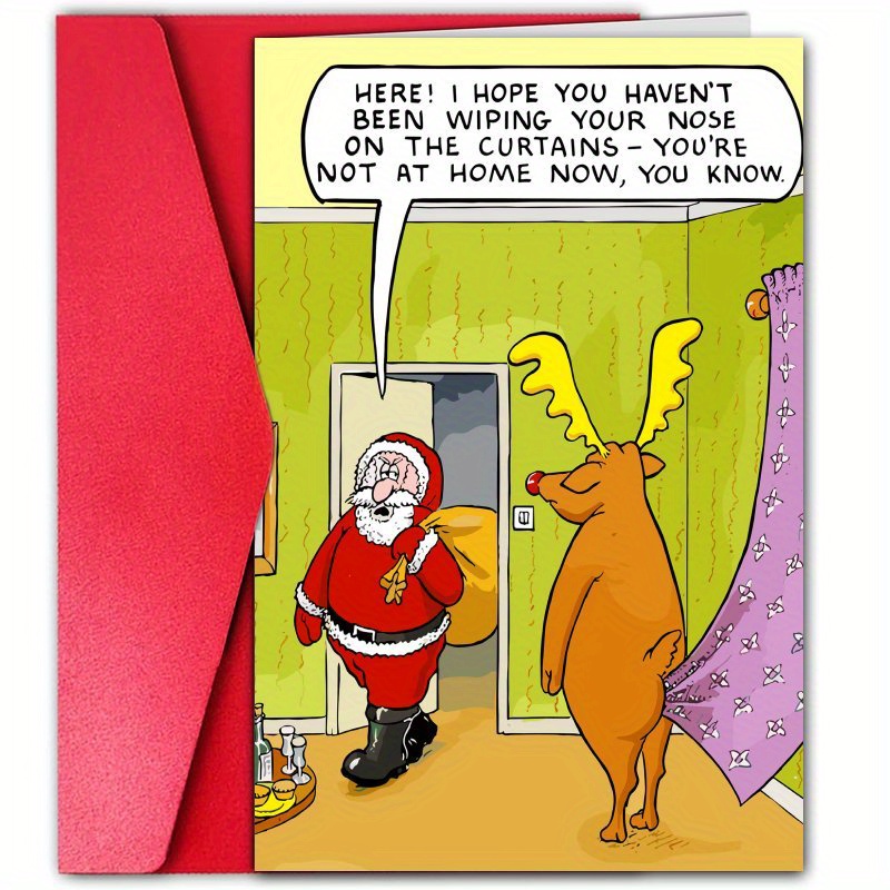 

Festive Reindeer Christmas Card: Santa's Witty Reminder - Perfect For Wives, Husbands, Brothers, Sisters, Relatives, And Friends