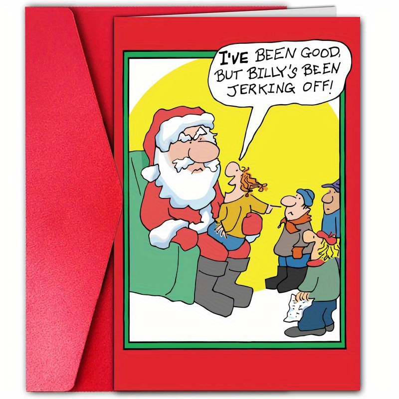 

Funny Santa Claus Christmas Card - Perfect For Wife, Husband, Family & Friends - High-quality Paper Greeting Card