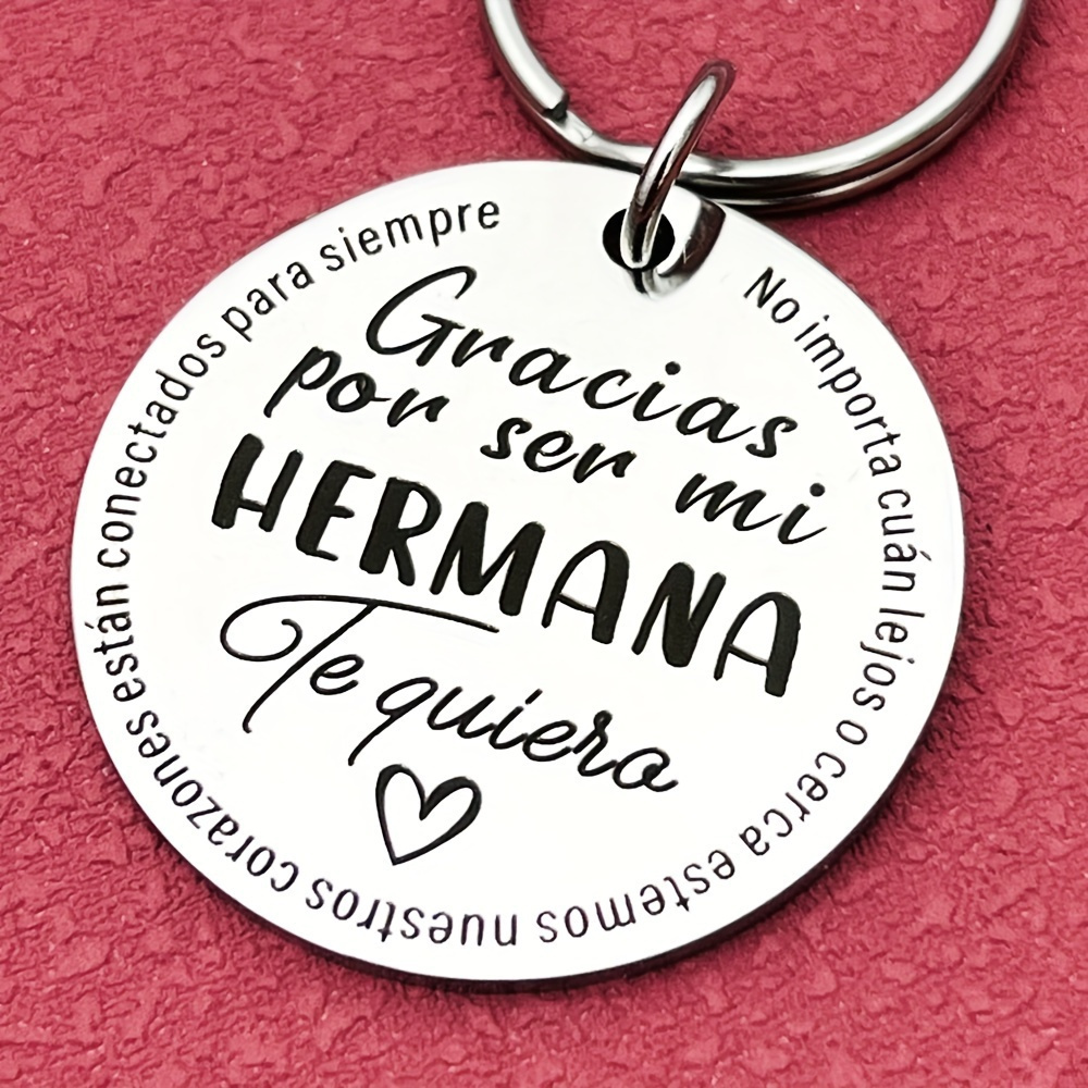 TEMU Llavero "Mejor " en Español para Hermanas - Acero Inoxidable 201 Duradero con Diseño Conmovedor "Gracias por ser ", Regalo de Irrompible para