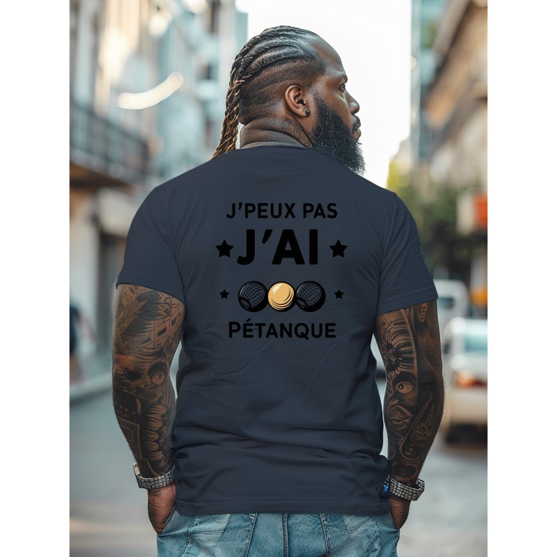 

T-shirt Imprimé Étoiles de Pétanque, Tees pour Hommes, T-shirt Décontracté à Manches Courtes pour l'Été