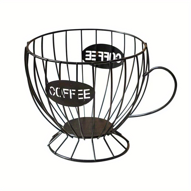 

Elegant Wrought Capsule Storage Rack: Perfect For Home, Office, Or Coffee Shop - Metallic Finish