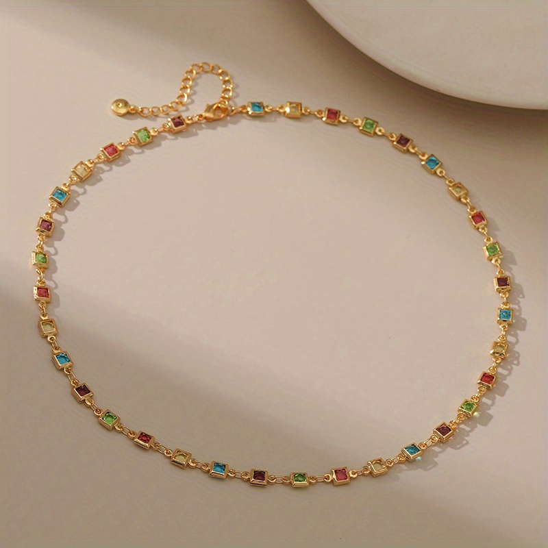 

1pc Colored Inlaid Necklace, , Necklace