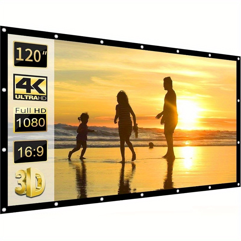 

Inch Projector Screen White Projector Screen 16:9 Hd Portable Projection Screen Foldable Anti-crease, For Outdoor Indoor