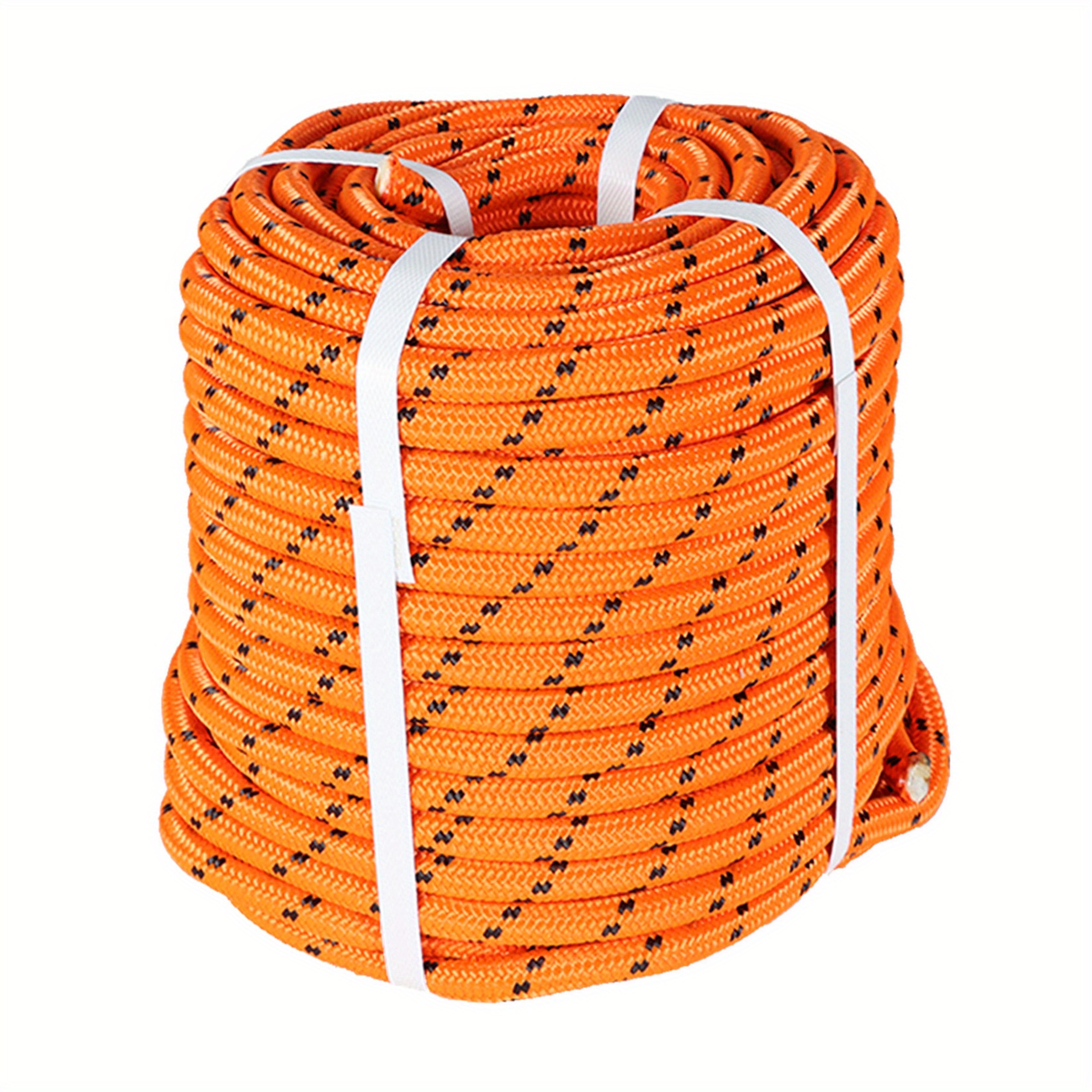 

1/ 2in X 150ft Orange Black Double Braid Polyester Rope Tensile Strength Pulling Rope For Planting Trees Camping Swings