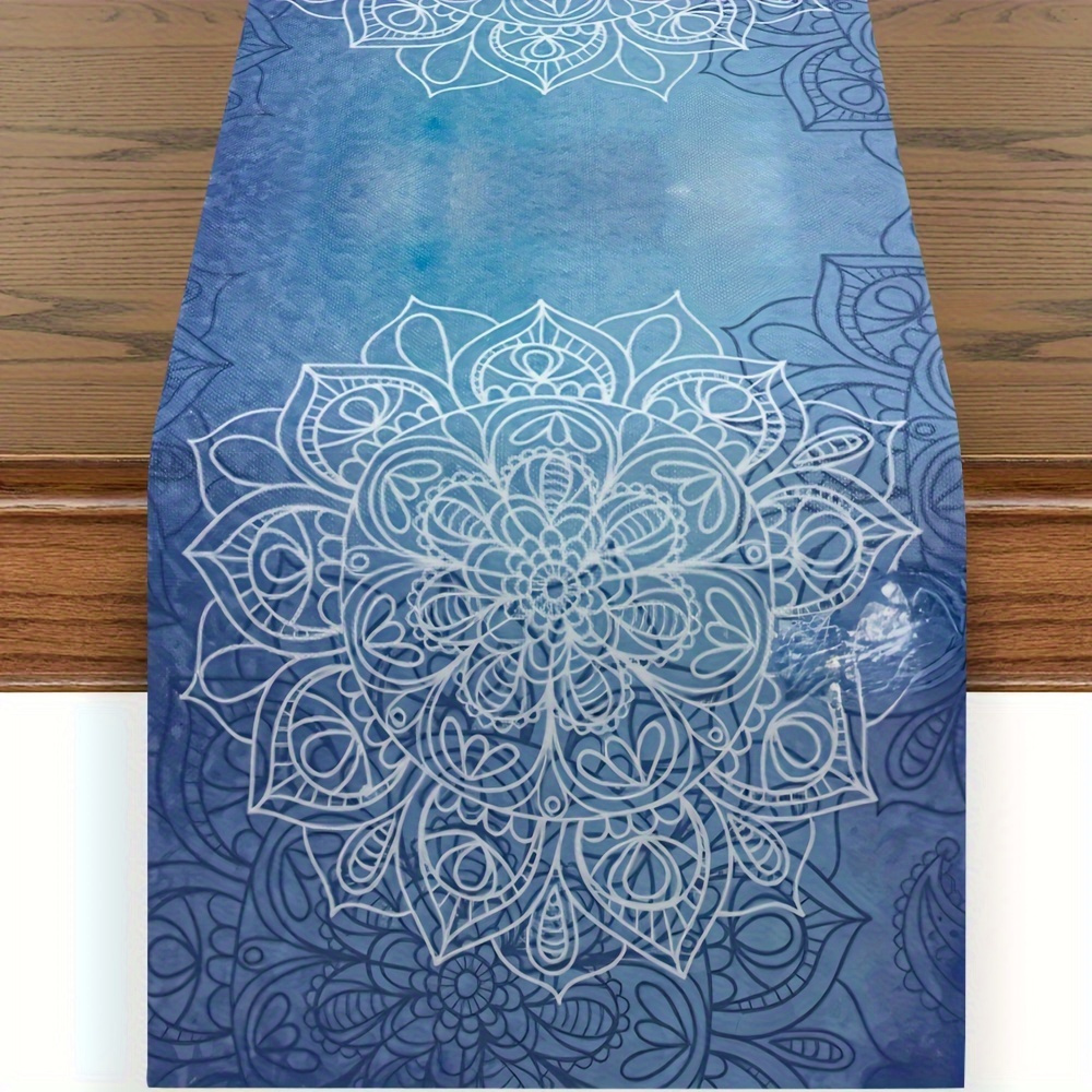 

Bohemian Mandala Print Table Runner - 13x72" Polyester, Farmhouse Decor, Indoor & Kitchen Celebrations, Anniversary Dining Accents