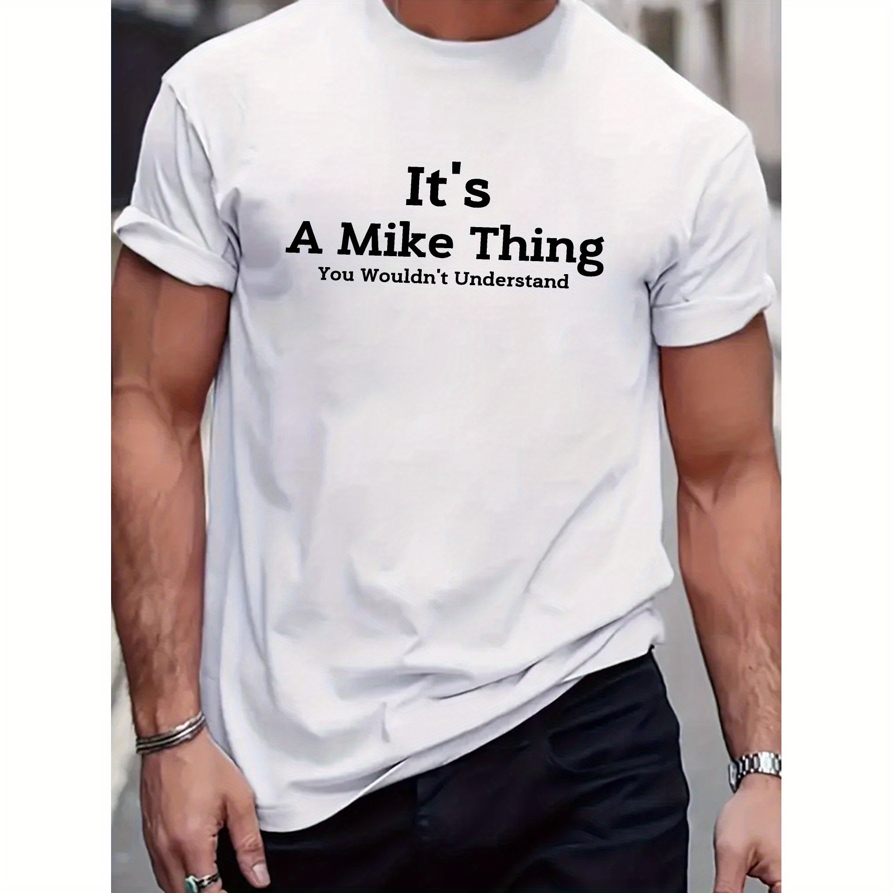 

1 Piece, 100% Cotton T-shirt, It's A Mike Thing... Printed T-shirt, Men's T-shirt, Summer Casual Short Sleeve T-shirt