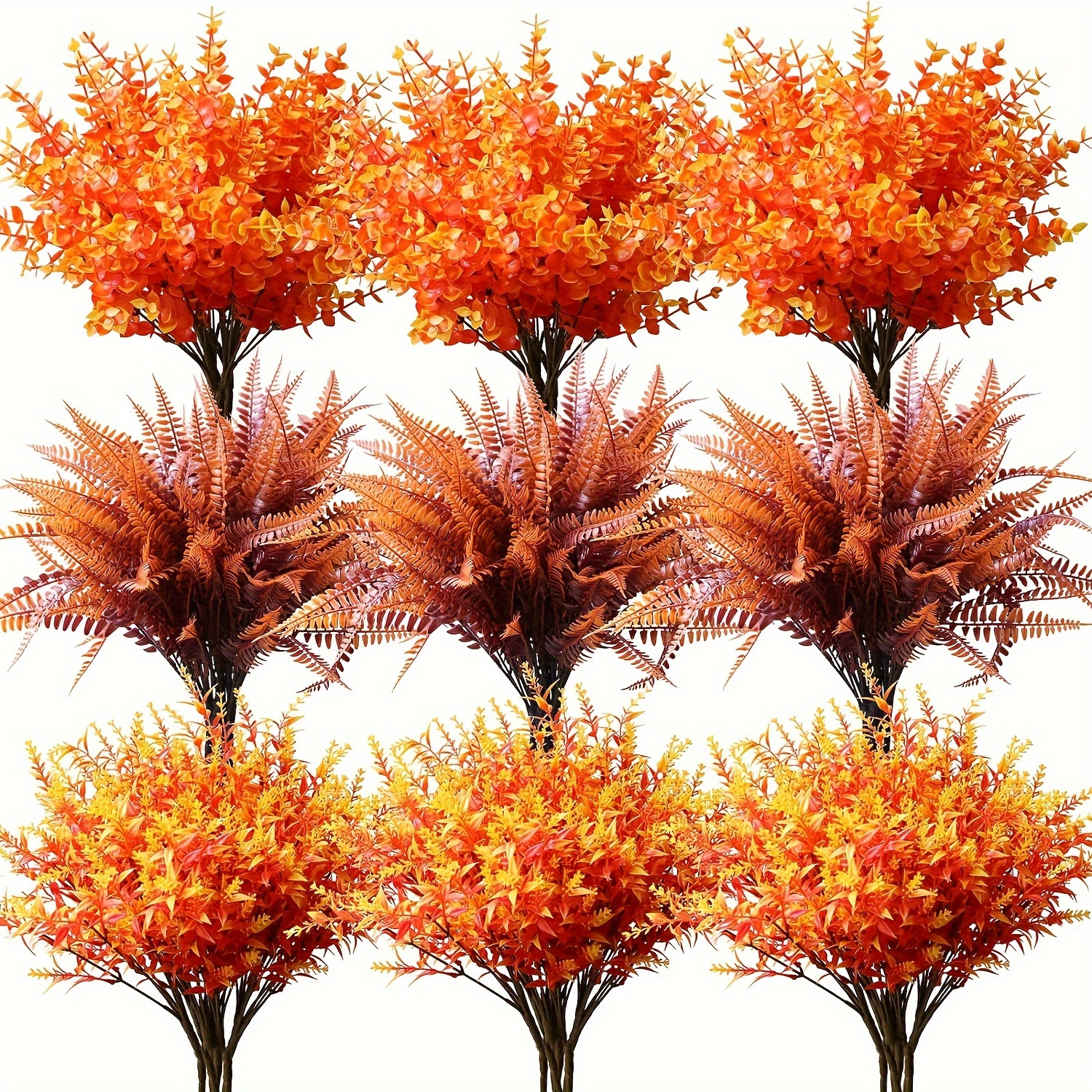 

9pcs Artificial Fall Color Plants, Fake Outdoor Plants For Home Garden Decorations Suitable For Thanksgiving Christmas Parties