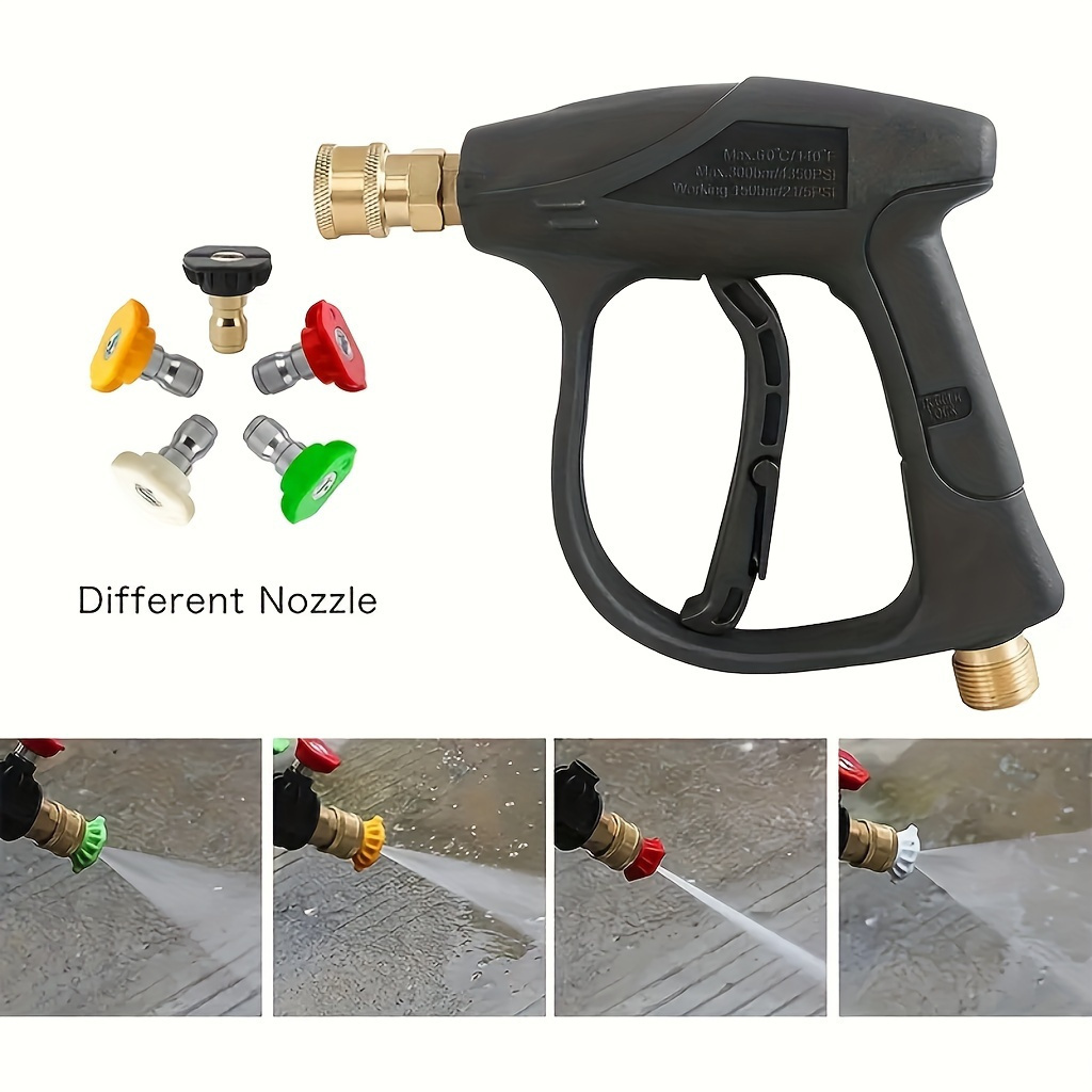 

1 Set 5 Colors High Pressure Washing Set With 1/ 4 Inch Nozzle, M22 -14 Hose Fitting, Ideal For Car, Home And Garden Cleaning