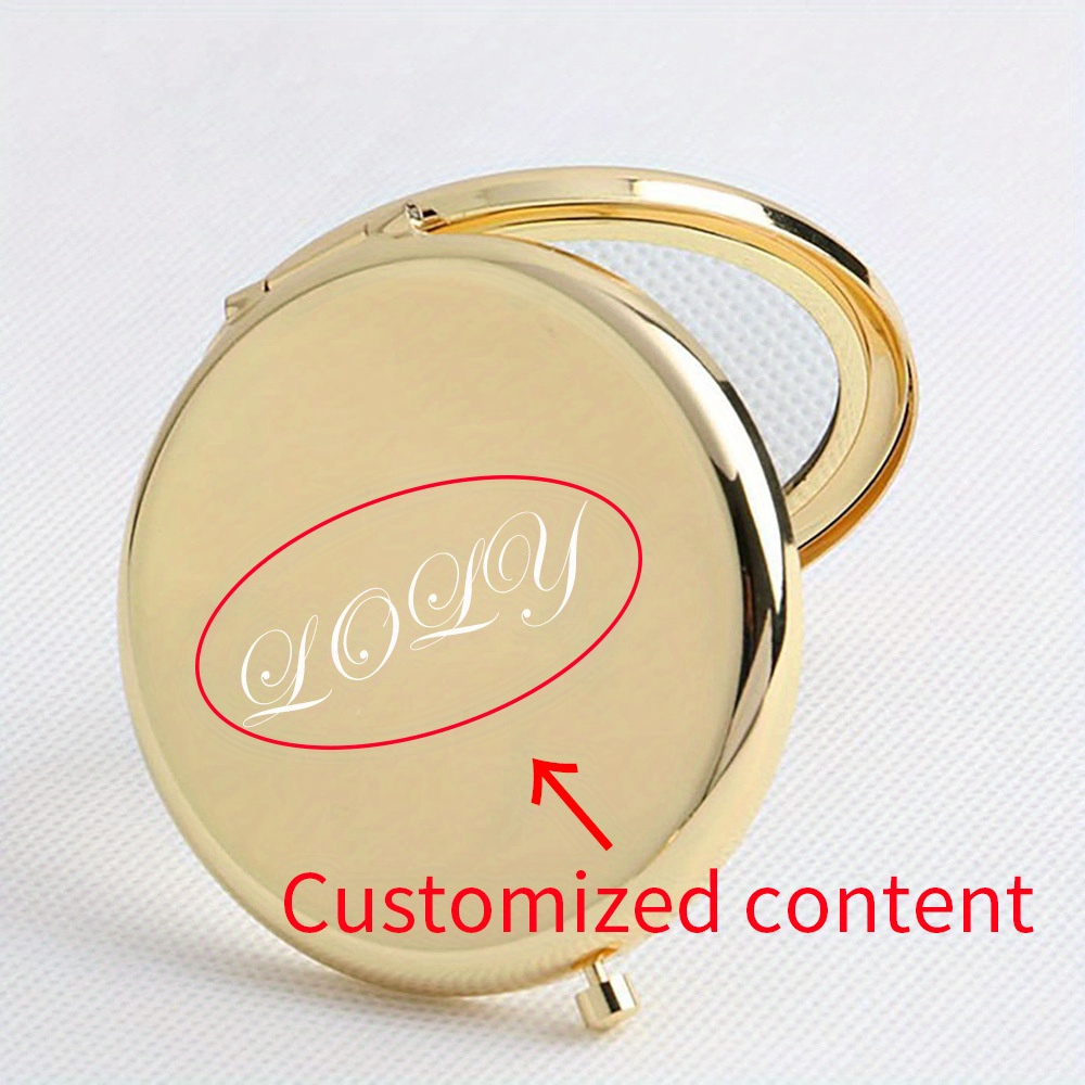 

Custom Engraved Compact Mirror - Elegant Stainless Steel, Personalized Pocket Makeup Mirror With Magnification - Perfect Bridesmaid Or Christmas Gift